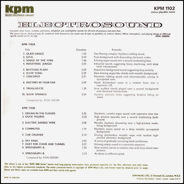 Ron Geesin - Electrosound エクスペリメンタル Electronic Sound: Buried Treasure – “Electrosound” by Ron Geesin